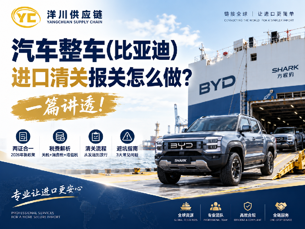 【洋川供应链】汽车整车进口清关怎么做？3C、环保、VIN和税费一次讲清