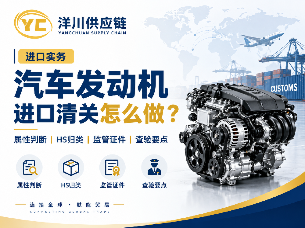 【洋川供应链】汽车发动机进口清关怎么做？先把属性、HS归类和监管条件查清